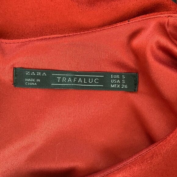 Trafaluc by Zara red faux suede short sleeve mini dress sz small - Picture 13 of 16
